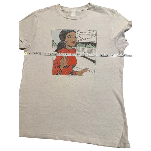 RE/DONE Wait The Champagne 70's Loose Tee in Vintage White XS - Picture 5 of 6